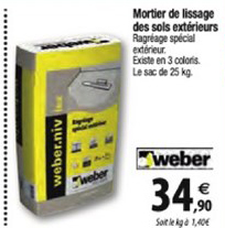 mortier de lissage des sols extérieurs