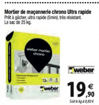 mortier de maçonnerie chrono ultra rapide