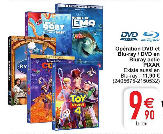 opération dvd et blu ray dvd en bluray actie pixar