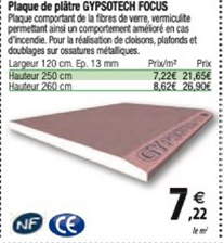 plaque de plâtre gypsotech focus