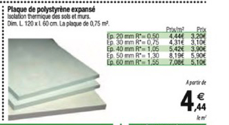 plaque de polystyrène expansé