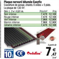 plaque nervuré bitumée easyfix