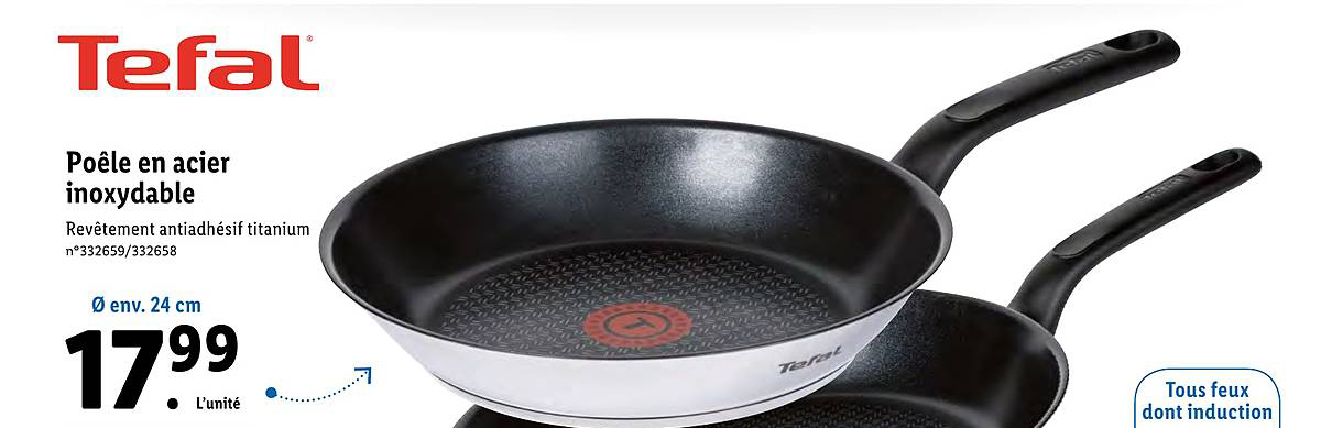 poêle en acier inoxydable tefal