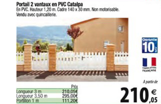 portail 2 vantaux en pvc catalpa