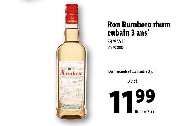 ron rumbero rhum cubain 3 ans