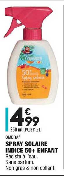 spray solaire indice 50+ enfant ombra