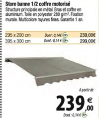 store banne 1 2 coffre motorisé