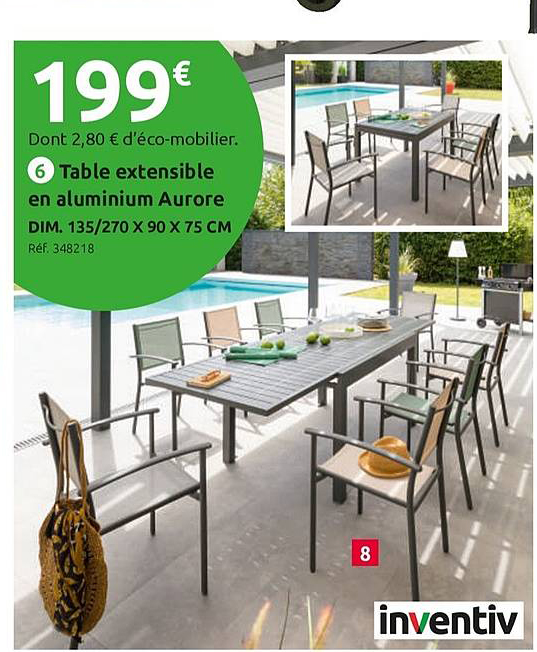 table extensible en aluminium aurore