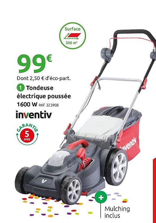 tondeuse électrique poussée 1600 w inventiv