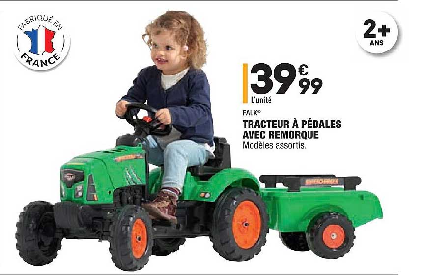 tracteur à pédales avec remorque falk