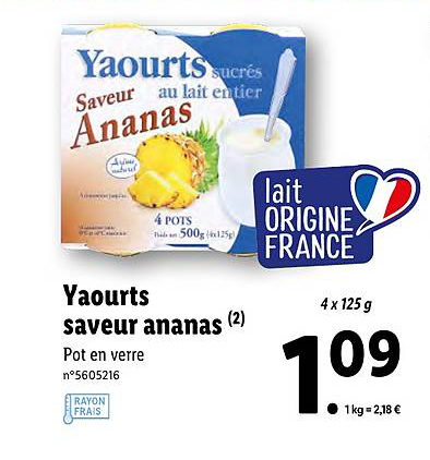 Yaourts Saveur Ananas