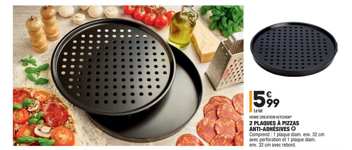 2 Plaques à Pizzas Anti-adhésives Home Creation Kitchen