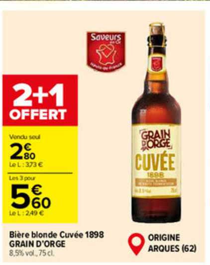 bière blonde cuvée 1898 grain d'orge