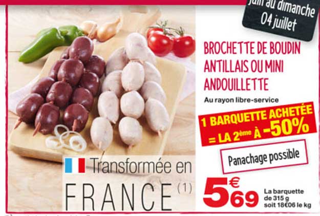 brochette de boudin antillais ou min andouillette