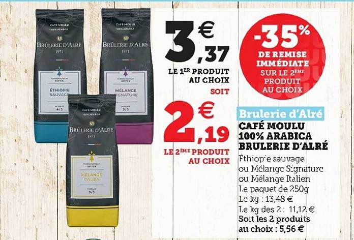 café moulu 100% arabica brulerie d'alré