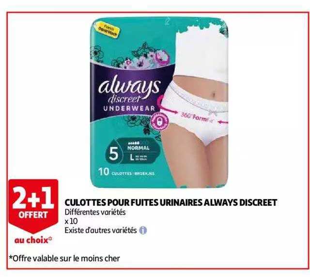 culottes pour fuites urinaires always discreet