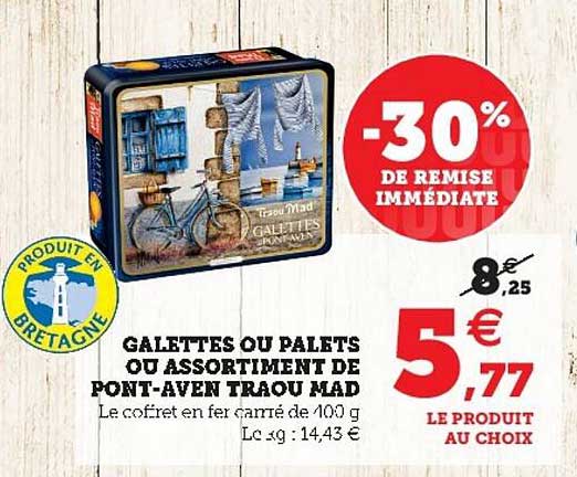 galettes ou palets ou assortiment de pont-aven traou mad