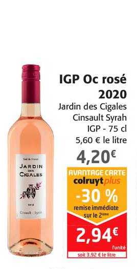 igp oc rosé 2020 jardin des cigales cinsault syrah igp