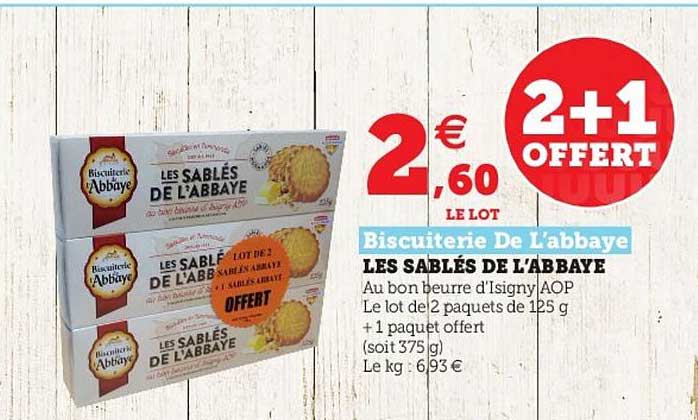 Les Sablés De L'abbaye Biscuiterie De L'abbaye 2+1 Offert