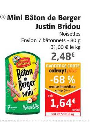mini bâton de berger justin bridou noisettes
