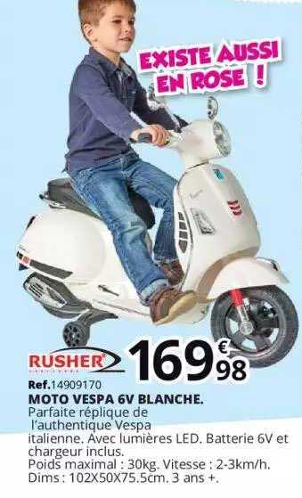 moto vespa 6v blanche rusher