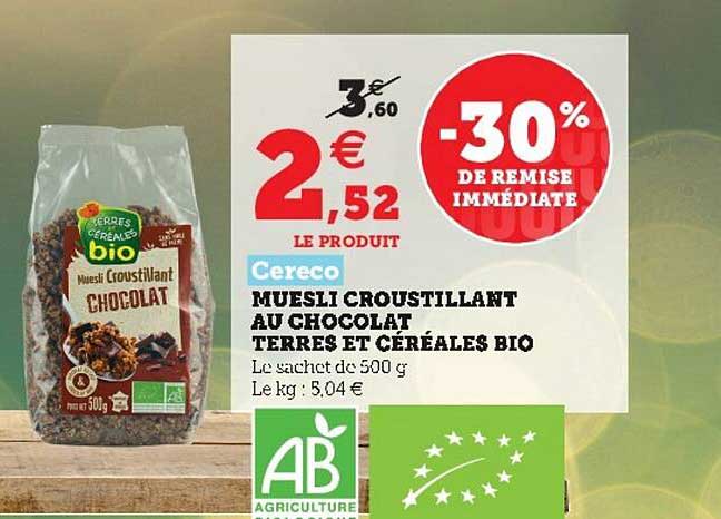 Muesli Croustillant Au Chocolat Terres Et Céréales Bio Cereco