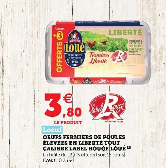 oeufs fermiers de poules élevées en liberté tout calibre label rouge loué leouf