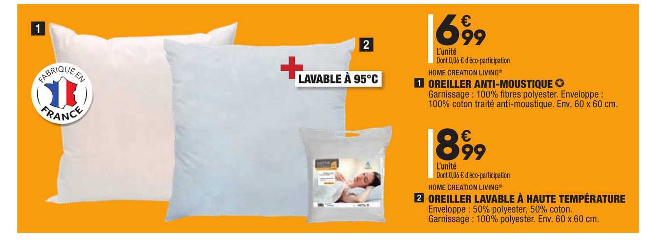 Oreiller Anti-moustique Oreiller Lavable à Haute Tampérature Home Creation Living