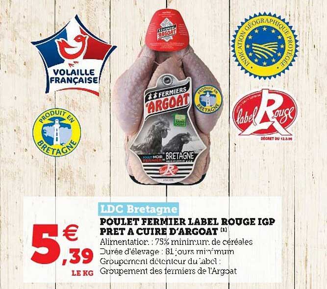 poulet fermier label rouge igp prêt à cuire d'argoat ldc bretagne