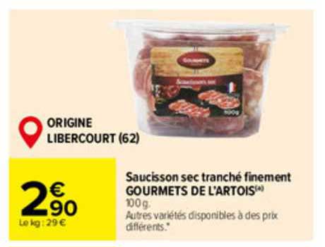Saucisson Sec Tranché Finement Gourmets De L'artois