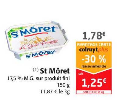 st môret 17.5% m.g. sur produit fini
