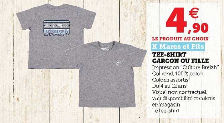 tee-shirt garçon ou fille k mares et fils