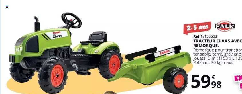 tracteur claas avec remorque falk