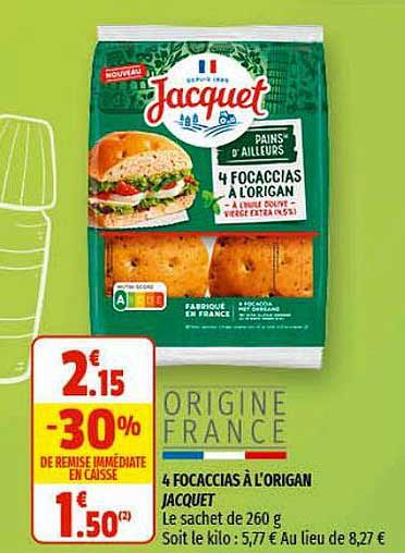 4 focaccias à l'origan jacquet