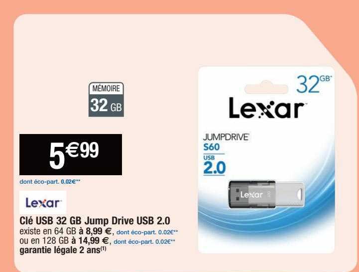 clé usb 32 gb jump drive usb 2.0 lexar