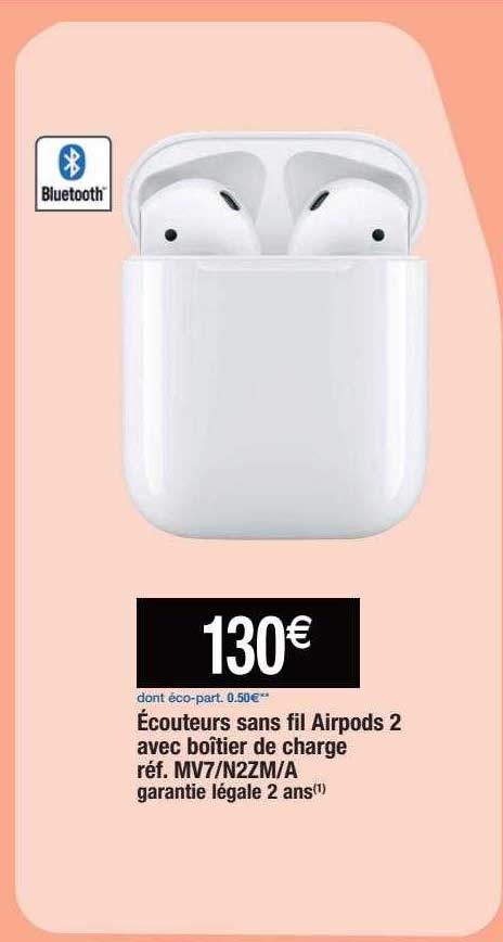 écouteurs sans fil airpods 2 avec boîtiers de charge
