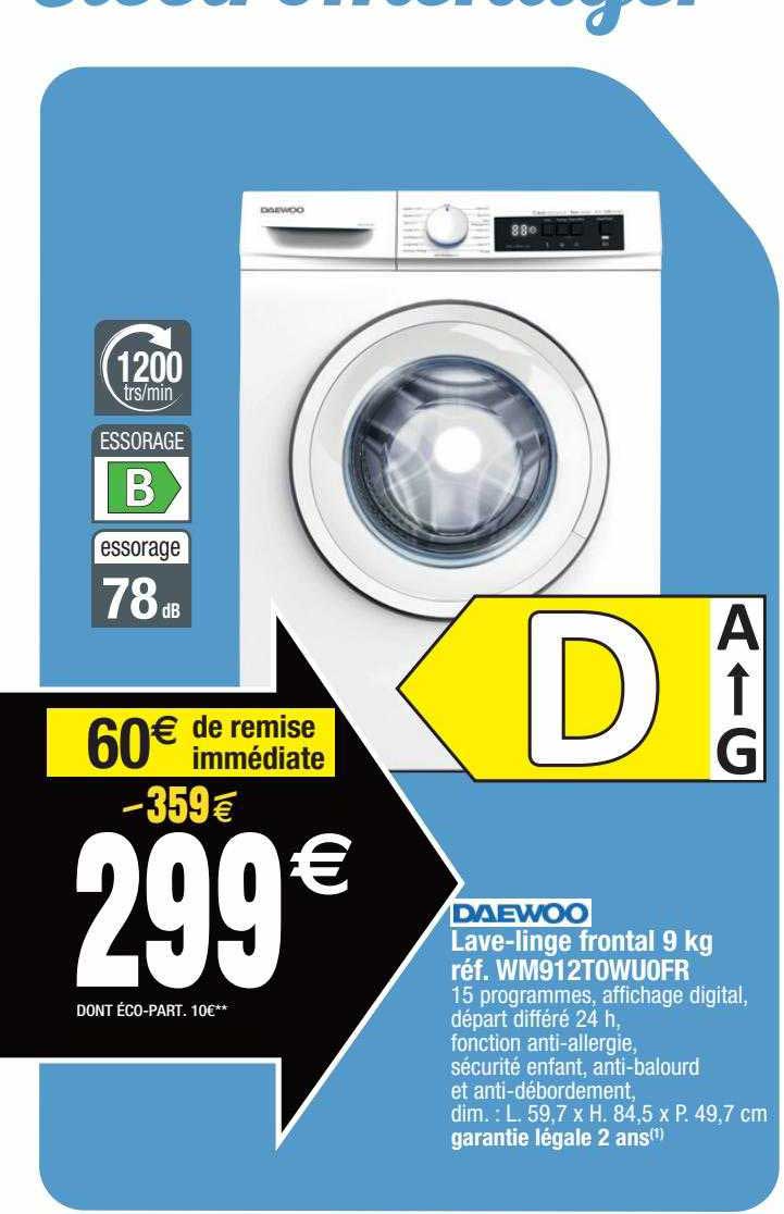 lave-linge frontal 9 kg daewoo