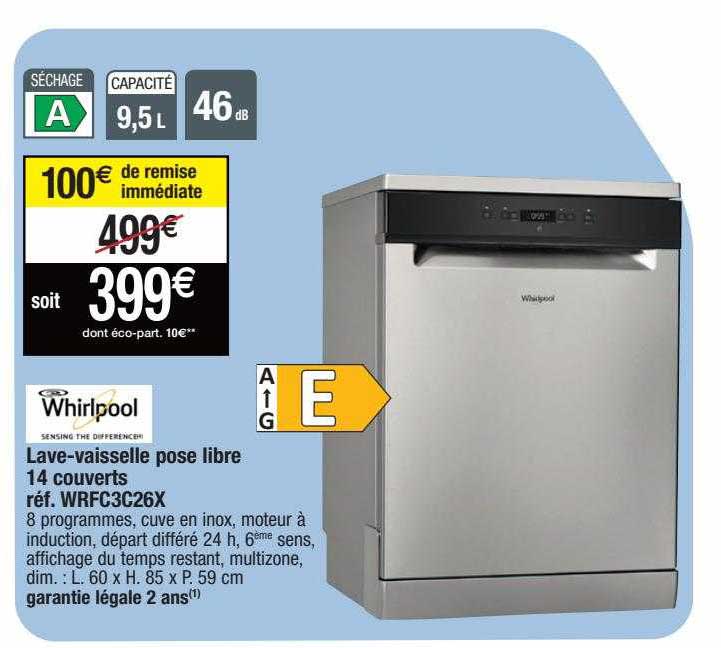 lave-vaisselle pose libre 14 couverts whirlpool