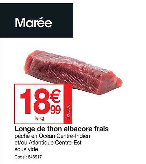 Longe De Thon Albacore Frais