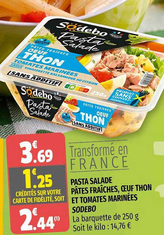 Pasta Salade Pâtes Fraîches, œuf Thon Et Tomates Marinées Sodebo