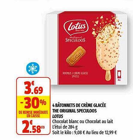 4 Bâtonnets De Crème Glacée The Original Speculoos Lotus