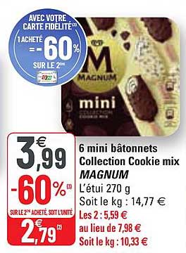 6 Mini Bâtonnets Collection Cookie Mix Magnum