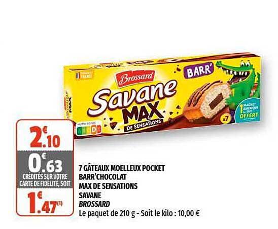 7 gâteaux moelleux pocket barr' chocolat max de sensations savane brossard