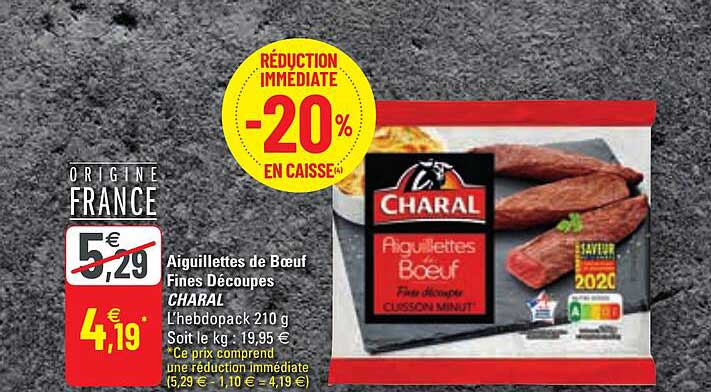 aiguillettes de boeuf fines découpes charal