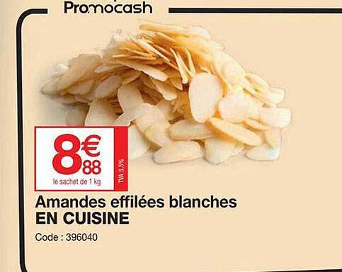 amandes effilées blanches en cuisine promocash