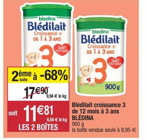 blédilait croissance 3 du 12 mois à 3 ans blédina