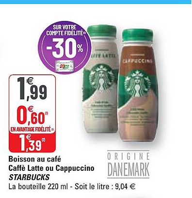 boisson au café caffè latte ou cappuccino starbucks