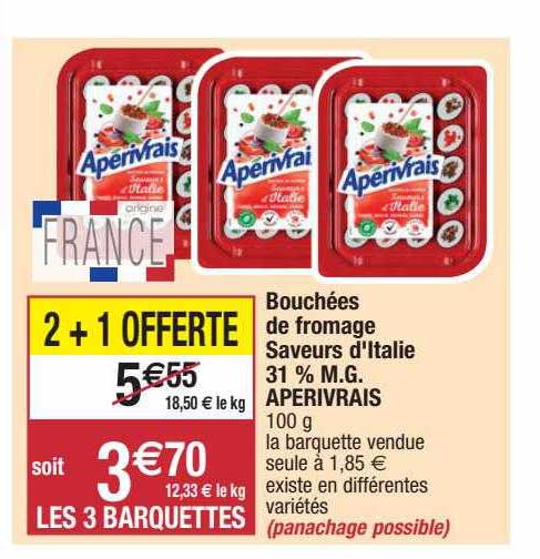bouchées de fromage saveur d'italie 31% m.g. apérivrais