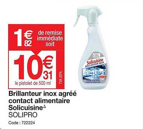 brillanteur inox agrée contact alimentaire solicuisine solipro