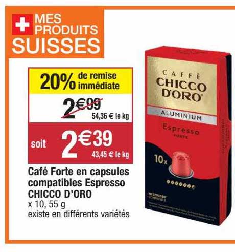 café forte en capsules compatibles espresso chicco d'oro